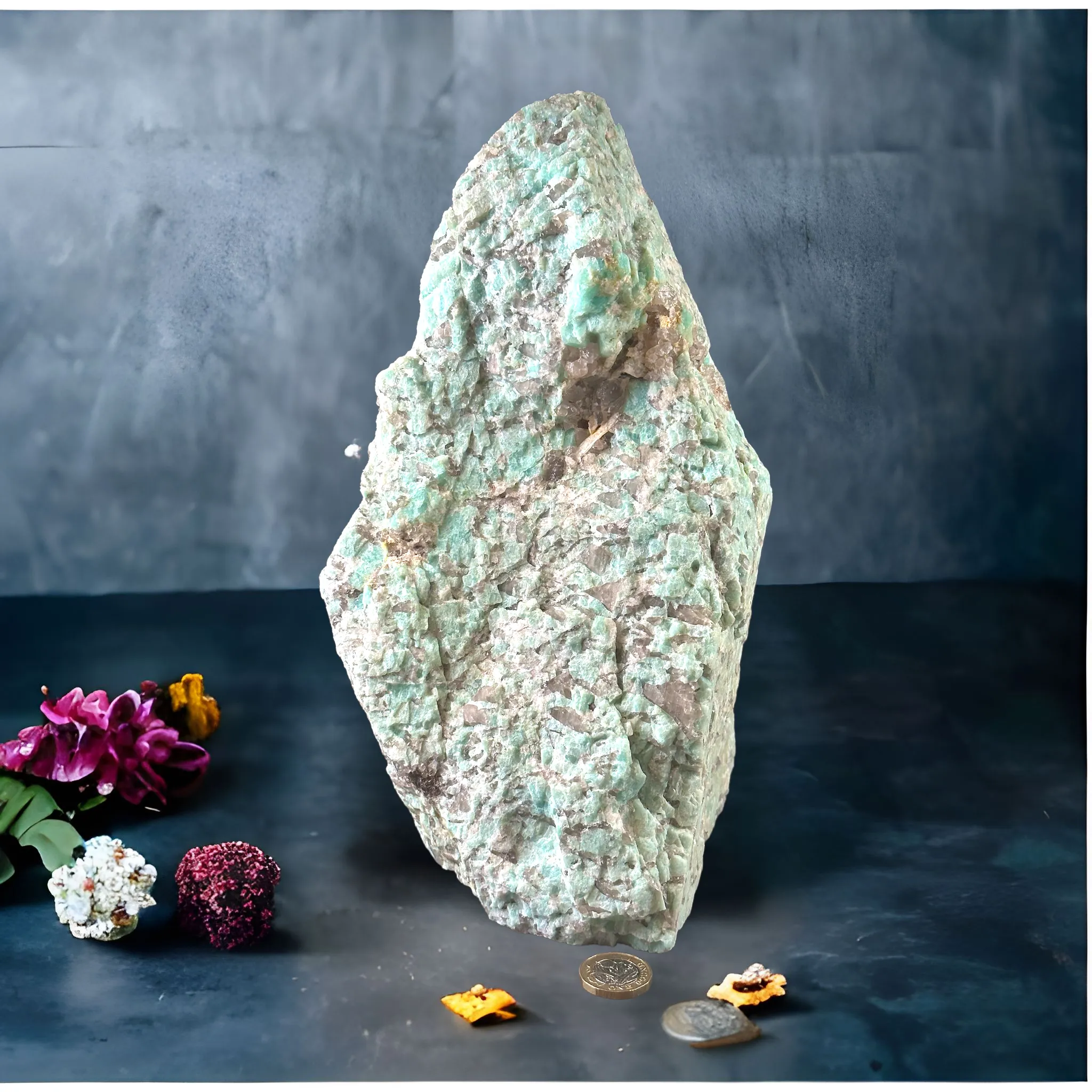 Amazonite Crystal Freeform with Smoky Quartz - 7.6 KGS