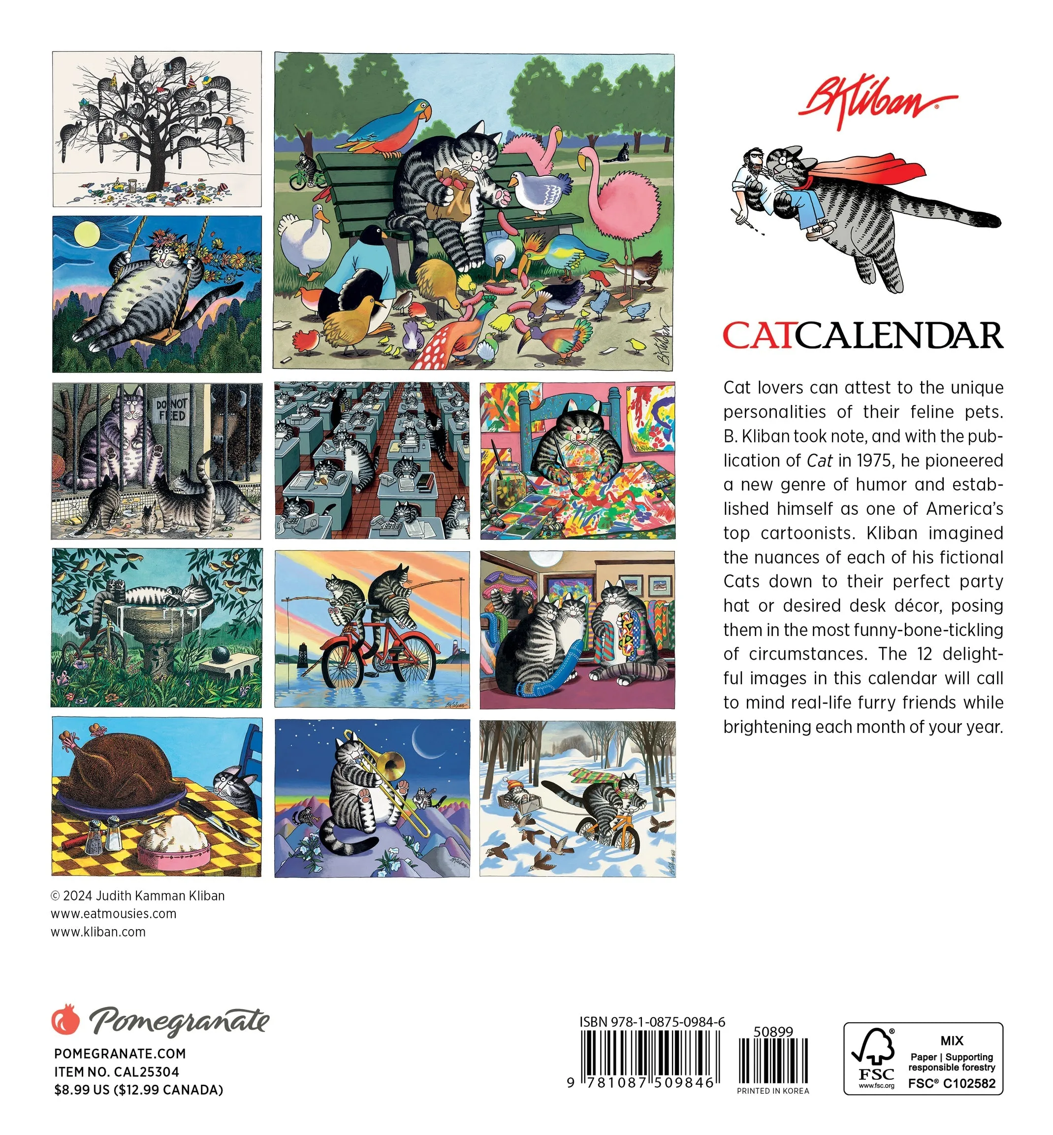 B. Kliban Cat Calendar 2025 Mini Wall Calendar