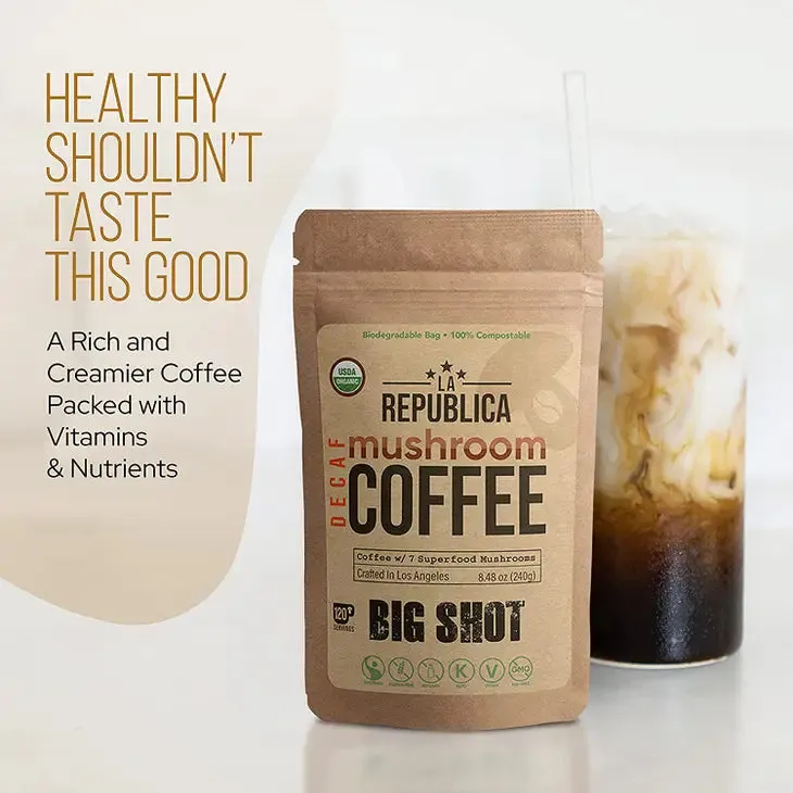 Big Shot instant Decaf 7 mushroom coffee  240g -  La Republica