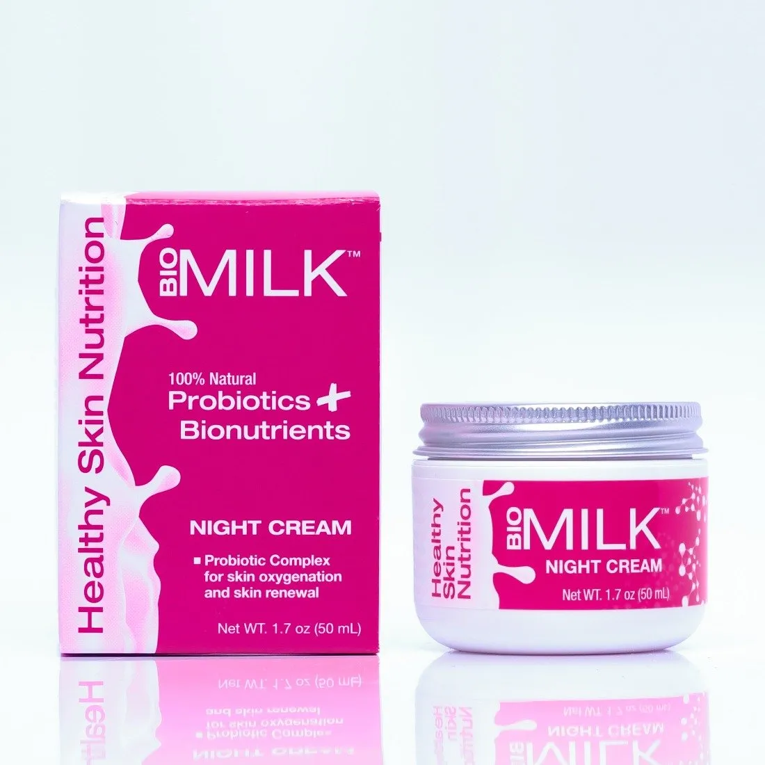 BIOMILK Probiotic Skincare Replenish and Renew Night Cream Moisturizer, 100% Natural Probiotics and Superfoods for Healthy Skin Nutrition, 1.7 oz.
