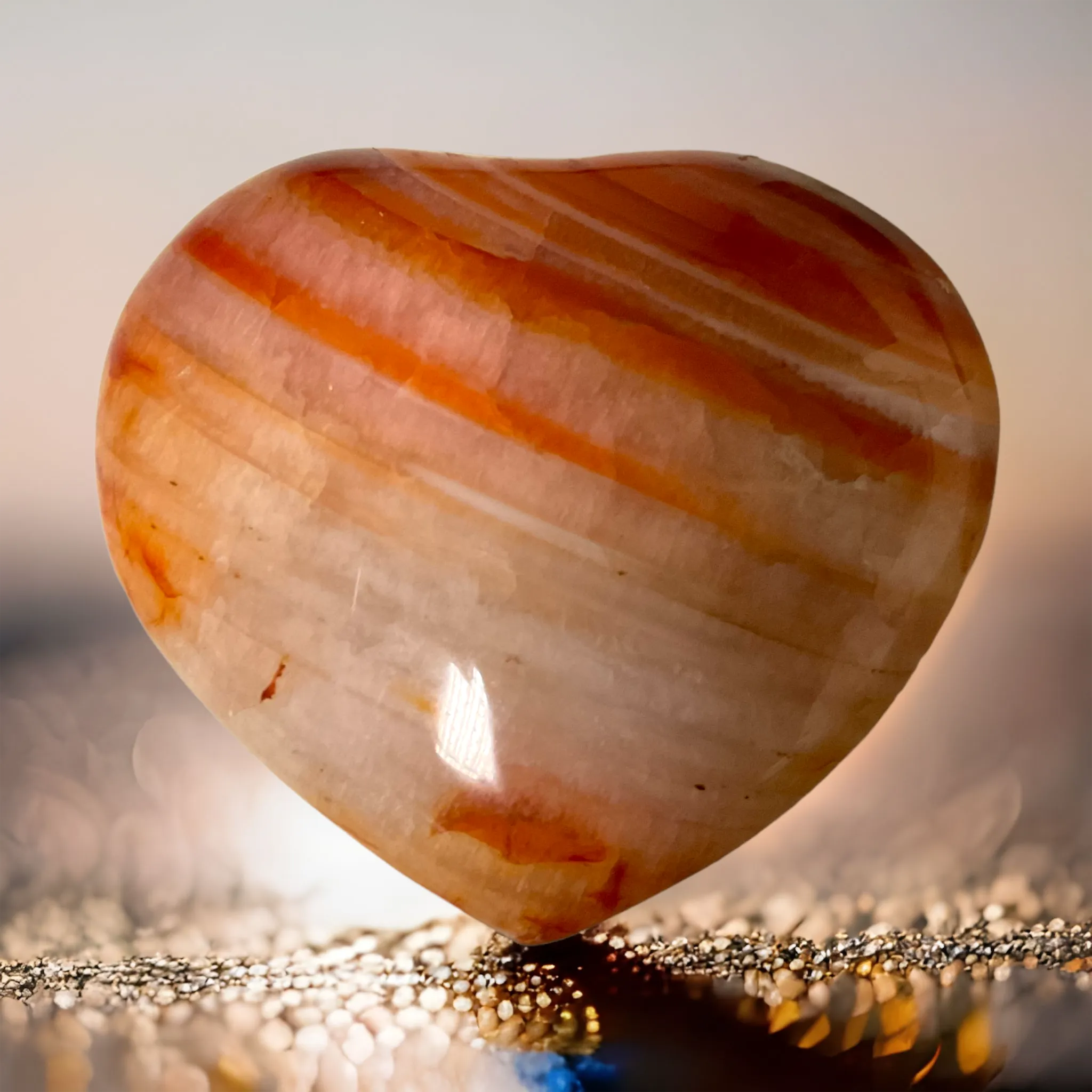 Carnelian Orange Crystal Hearts - Ethically Sourced