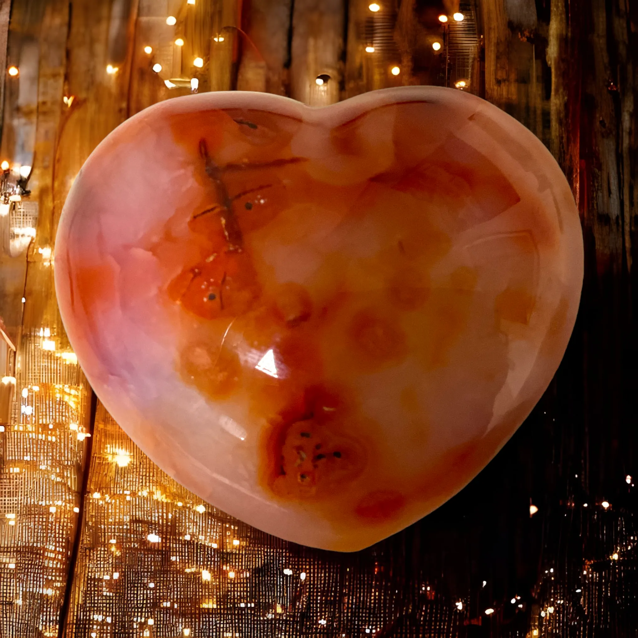 Carnelian Orange Crystal Hearts - Ethically Sourced