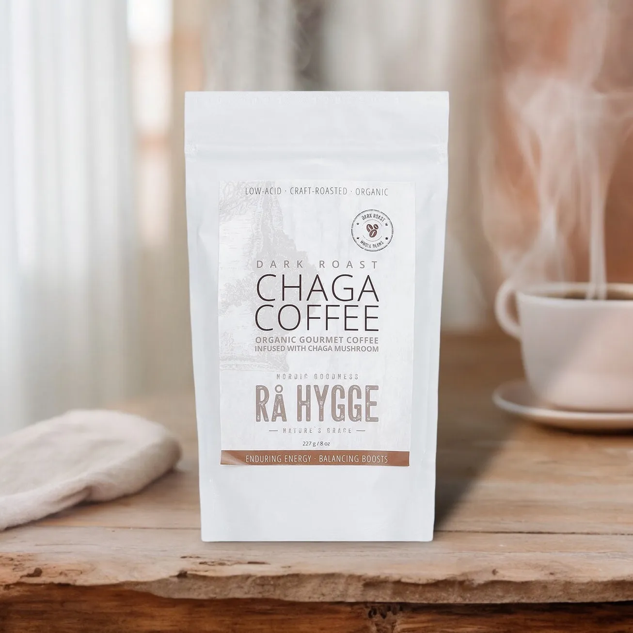 Chaga Mushroom Low Acid Filter Ground Coffee 8oz 227g - Ra Hygge