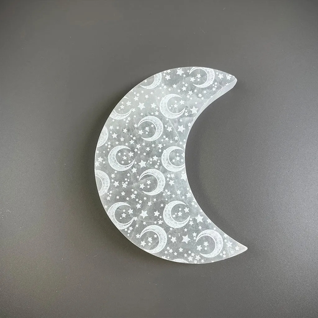 Crescent Moon Selenite Charger - "Celestial Bodies"