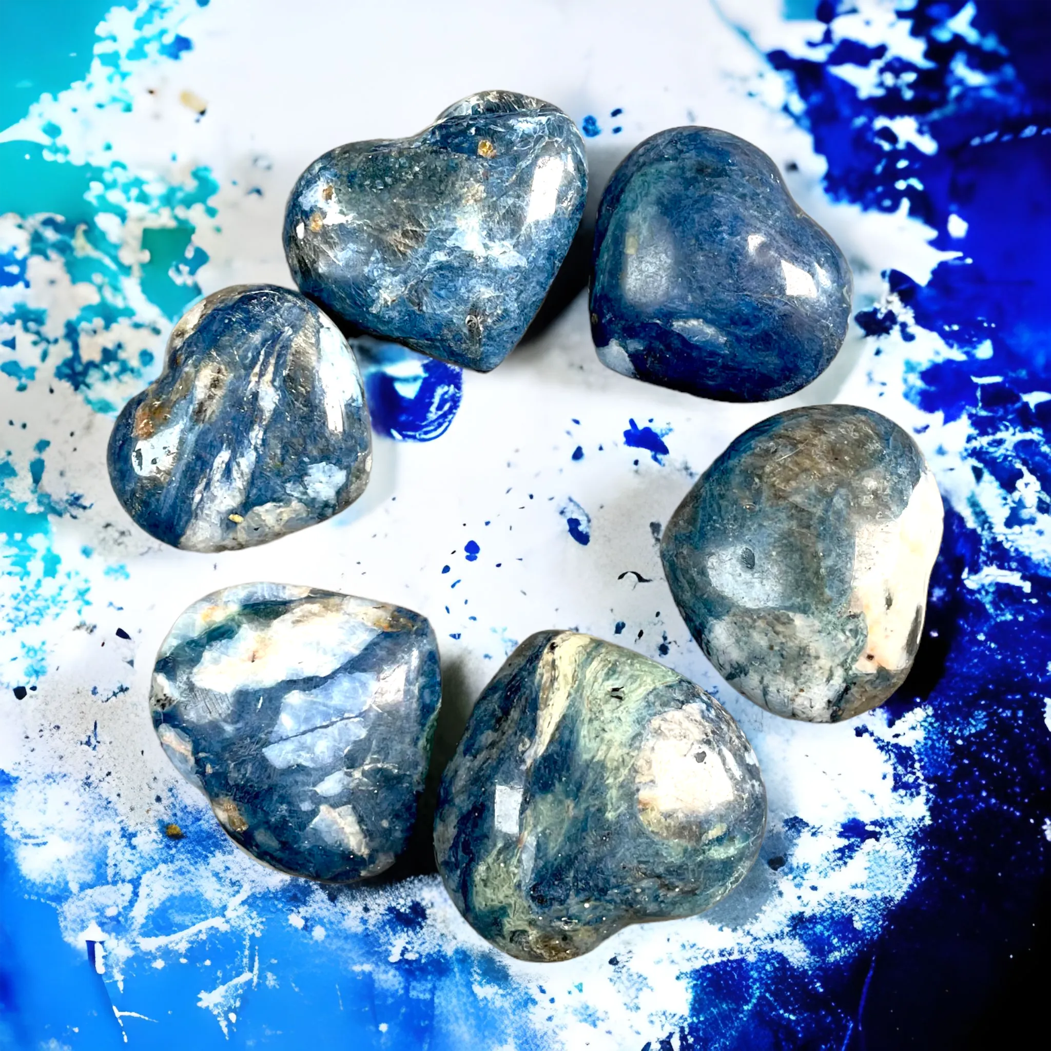 Dumortierite Crystal Hearts