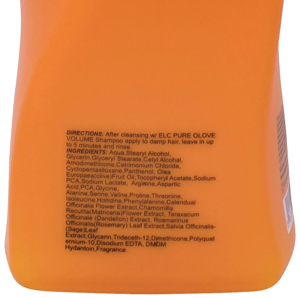 ELC Dao of Hair Pure Olove Volume Conditioner - 33.8 oz / 1 literColor Protecting, Thickening, Bodybuilding, Volumizing, Nourishing, Repairing, Light Weight Daily Conditioner for Fine Limp, Thin Hair.