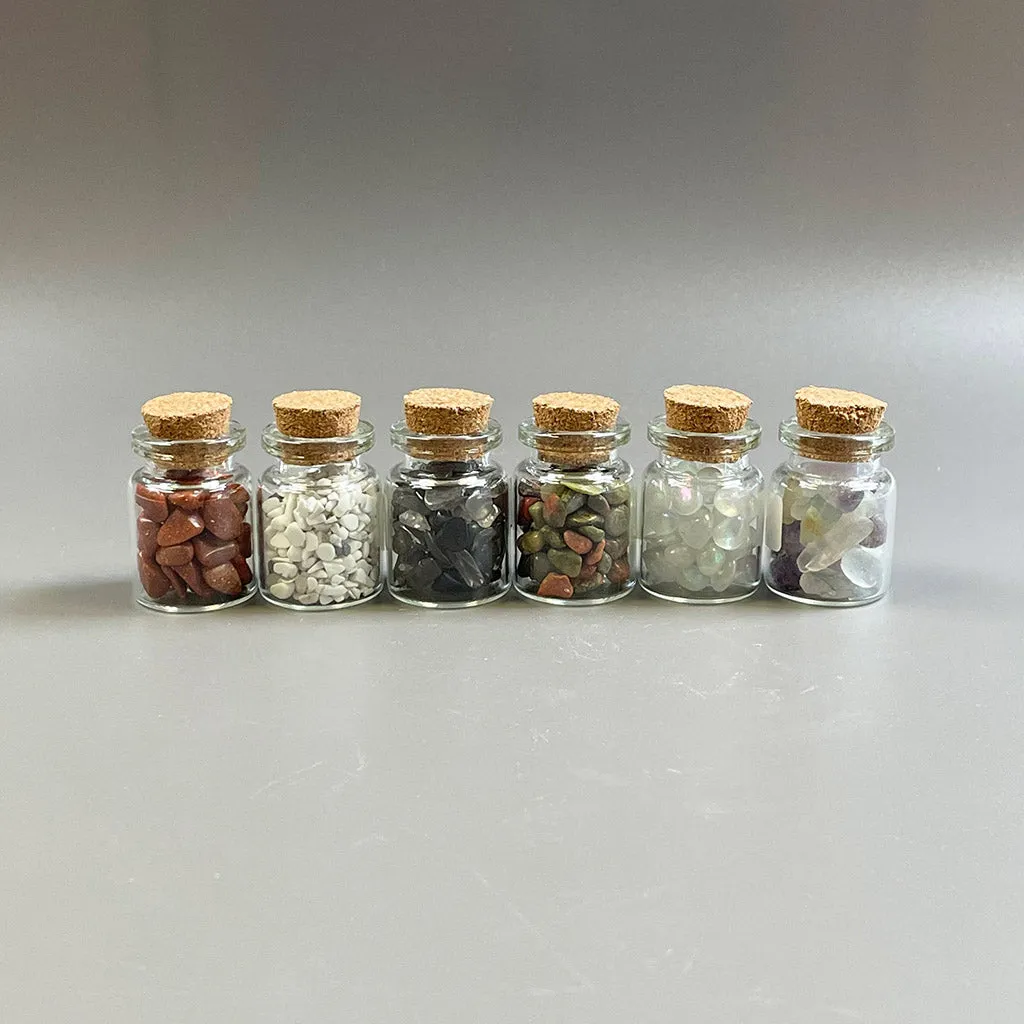 Gemstone Crystal Wishing Bottle Set of Six 5mls - Set 3