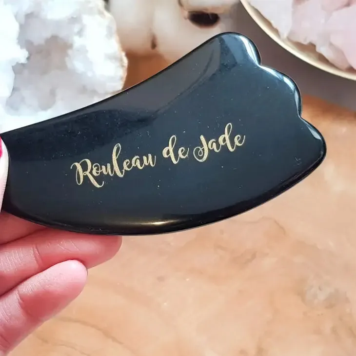 Gua Sha Lift Anti-Inflammatory Feather - Black Obsidian