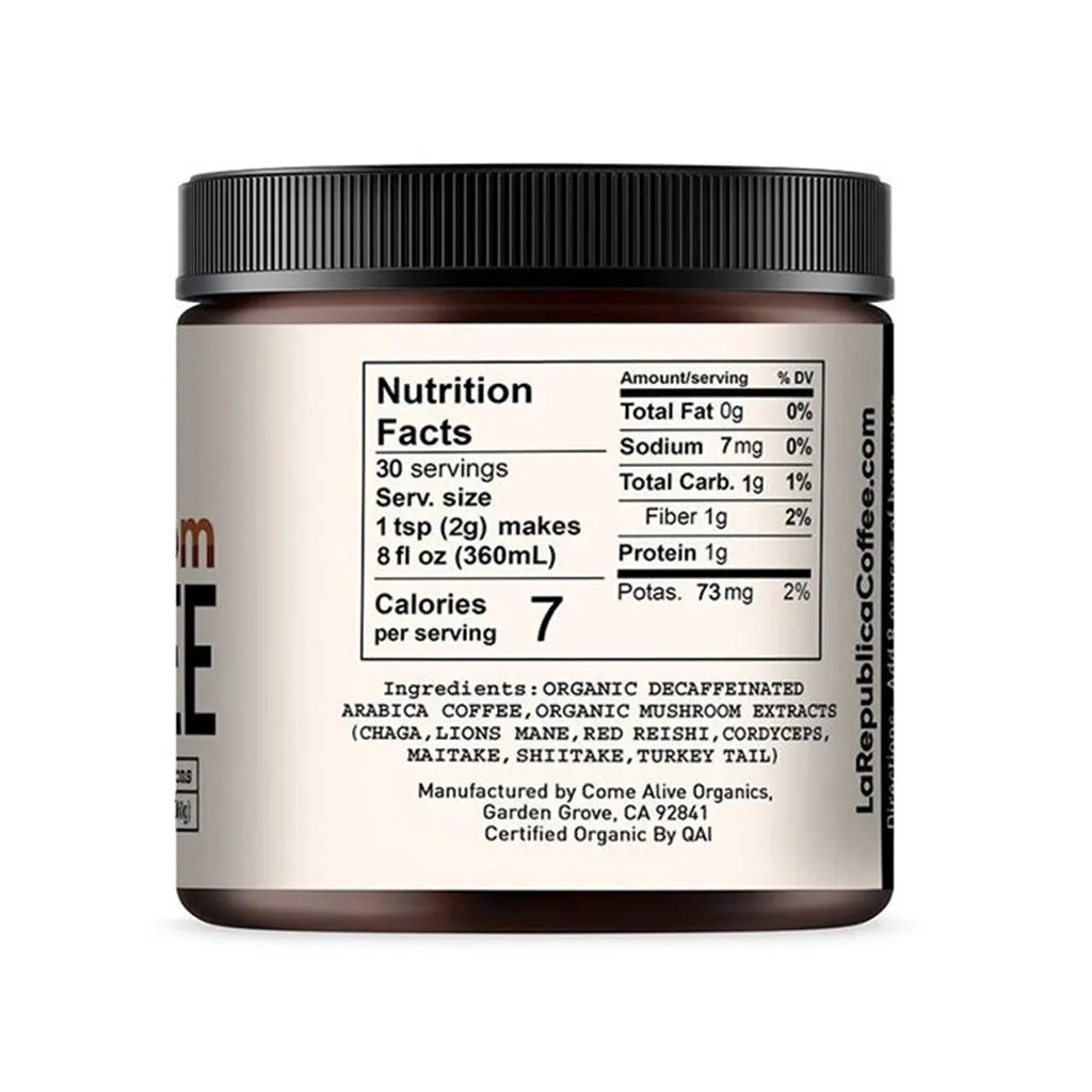 Instant 7 Mushroom Coffee Decaf 70g - La Republica