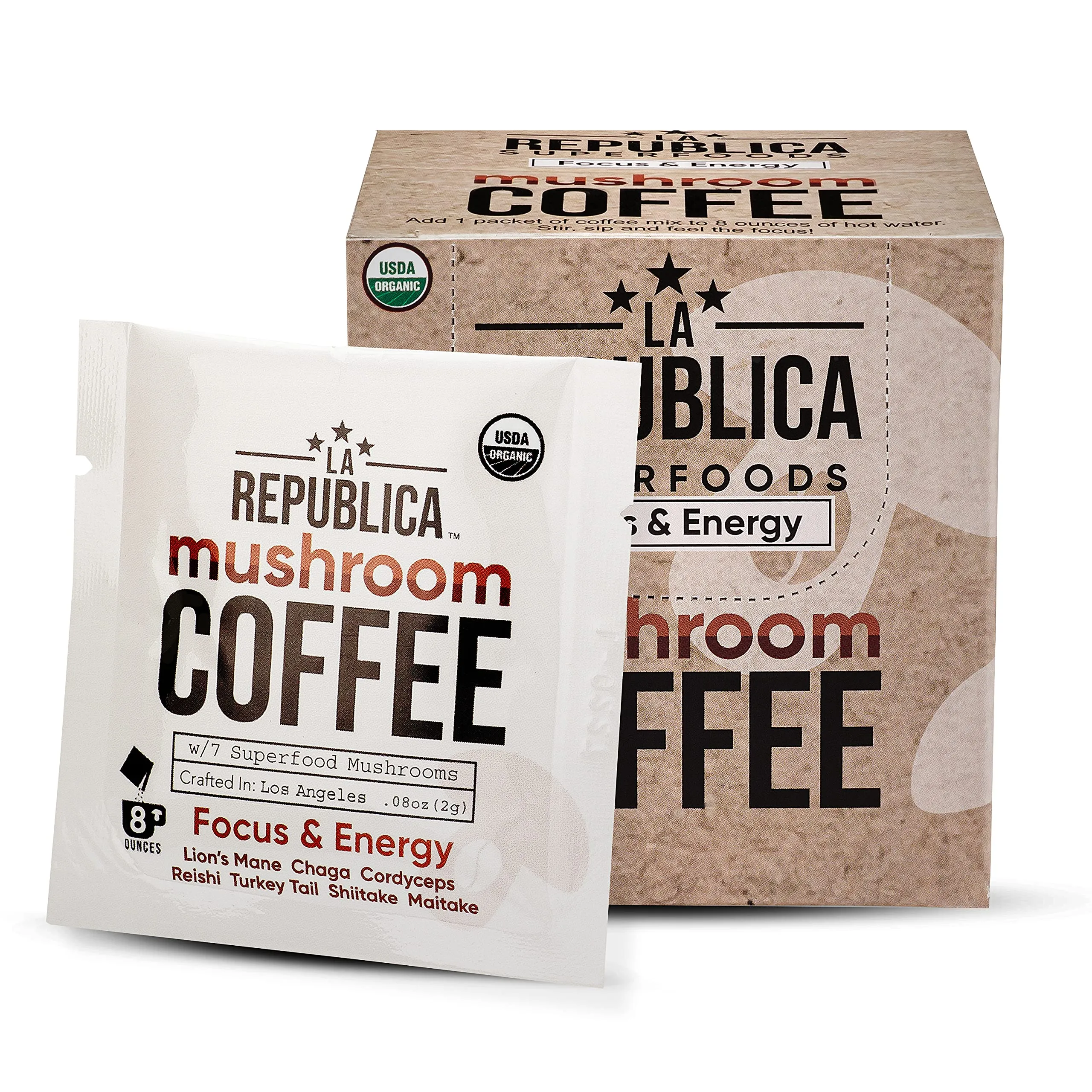 Instant 7 Mushroom Coffee Single Serving (10 pack) -  La Republica