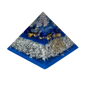 Lapis Lazuli Orgonite Pyramid Large - Metatron Orgone Energy Healing Emf / Rf Protection