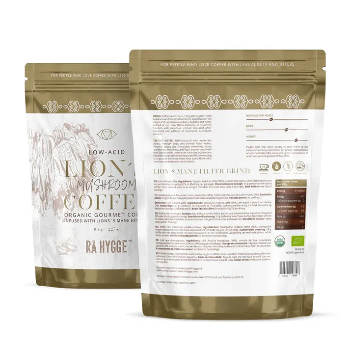 Lion's Mane Mushroom Coffee Filter ground 227 g / 8 oz - Ra Hygge