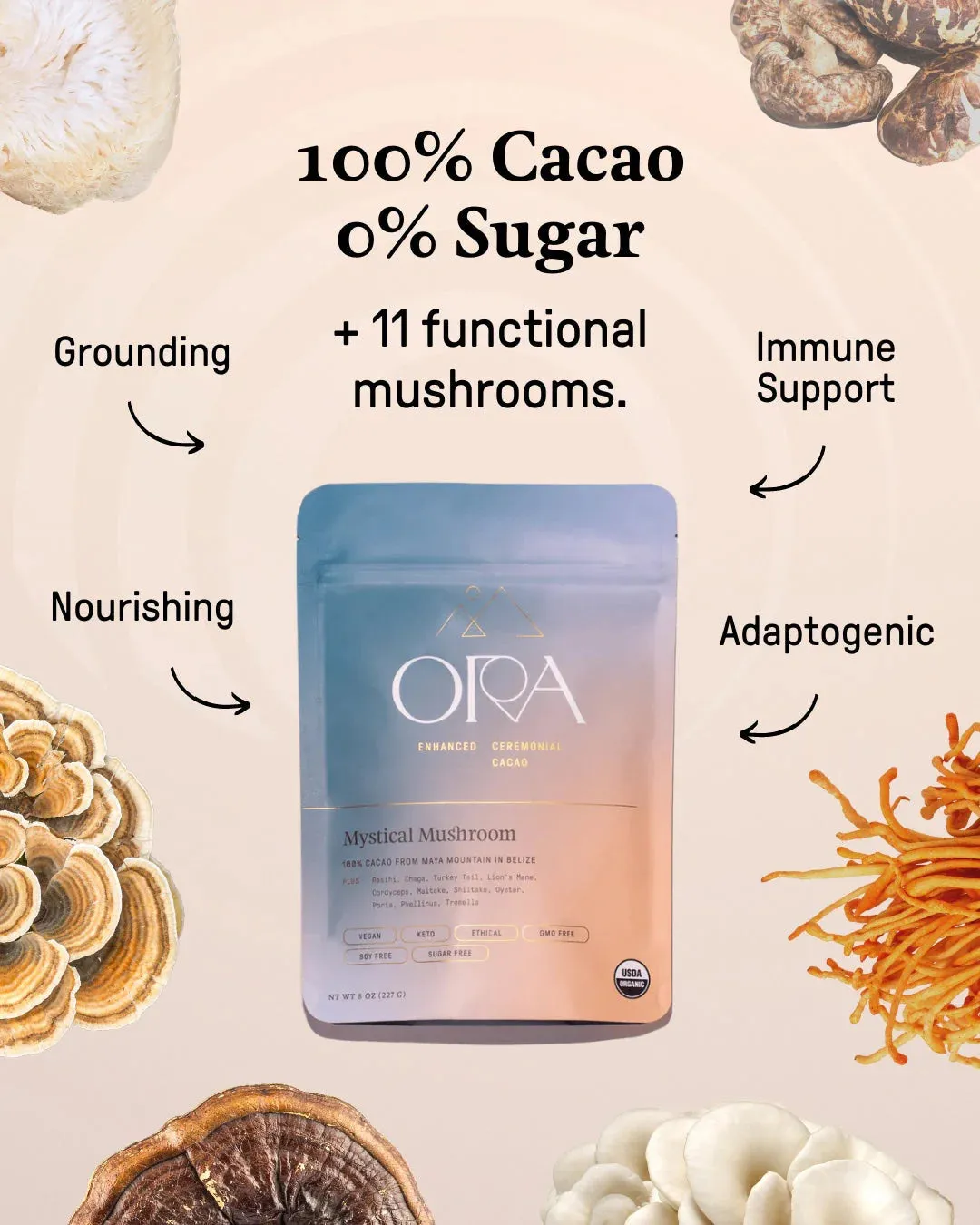 Mystical Mushroom - Enhanced 100% Pure Organic Ceremonial Cacao