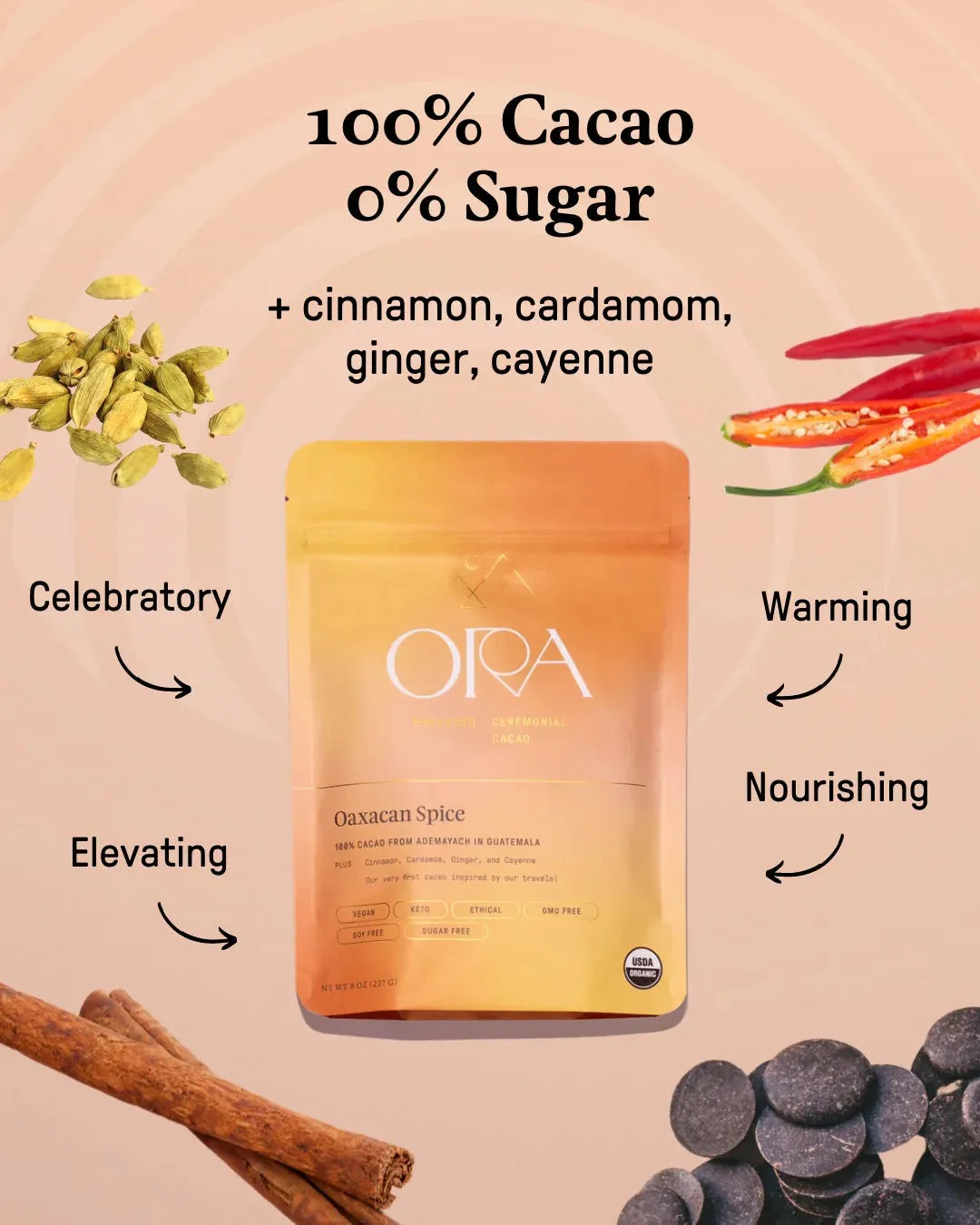 Oaxacan Spice - Enhanced 100% Pure Organic Ceremonial Cacao
