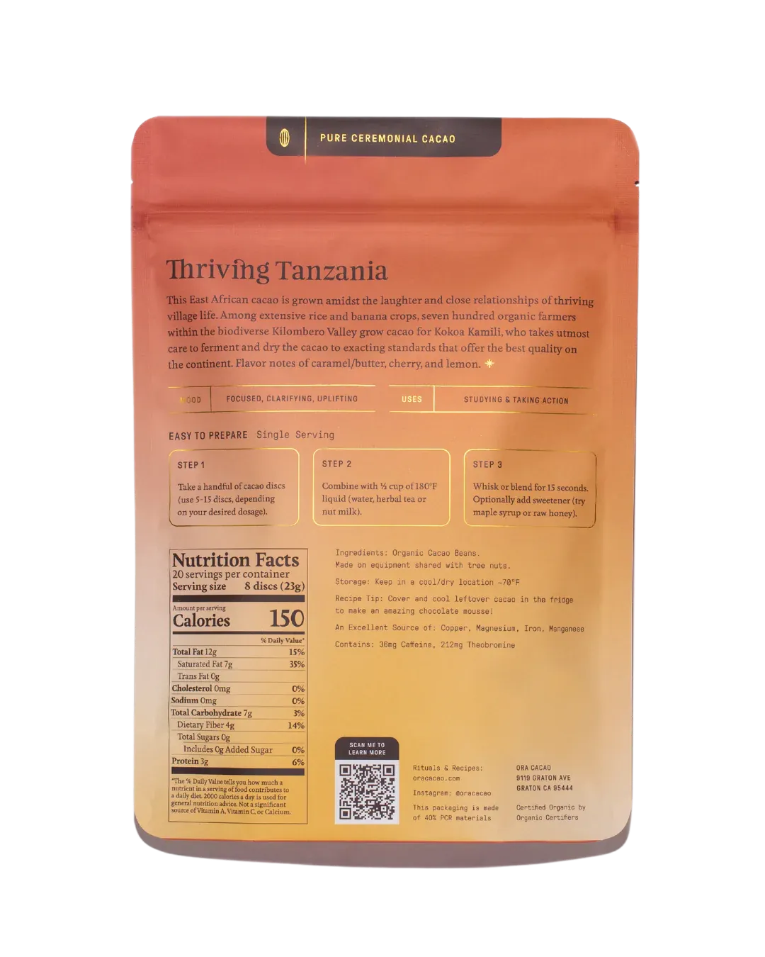 Thriving Tanzania - 100% Pure Organic Ceremonial Cacao