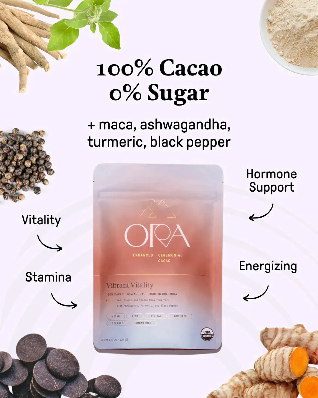 Vibrant Vitality - Enhanced 100% Pure Organic Ceremonial Cacao