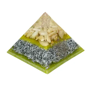 Yellow Calcite Orgonite Pyramid Large - Metatron Orgone Energy Healing Emf / Rf Protection